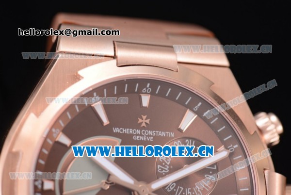 Vacheron Constantin Overseas Dual Time Asia ST30 Automatic Rose Gold Case with Brown Dial Stick Markers and Brown Rubber Strap - Click Image to Close
